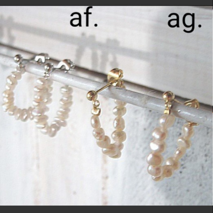 天然石のキャッチ一体型ピアス