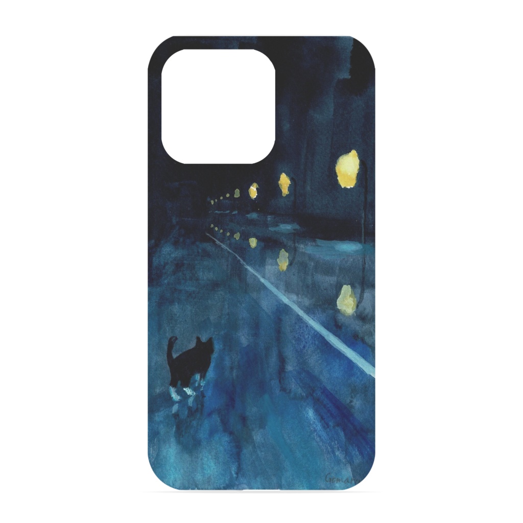 黒猫の旅(夜)iPhone13proケース