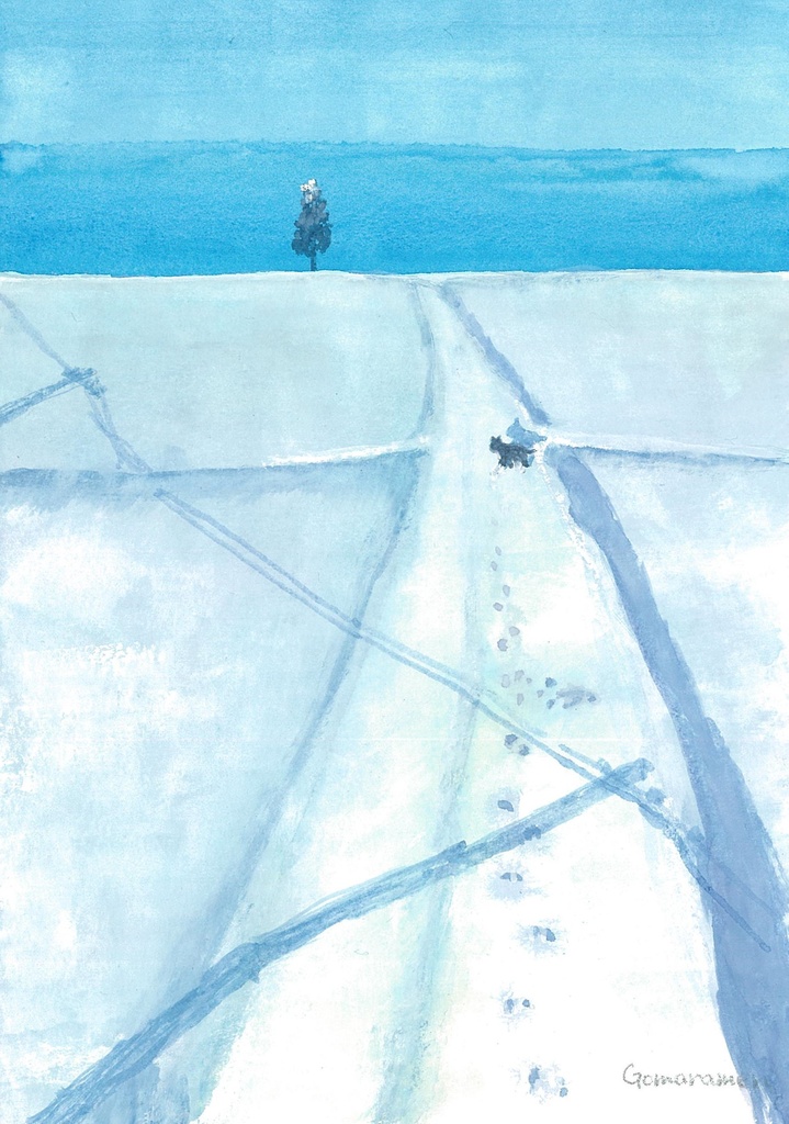 水彩画（原画）「初雪が降った朝」