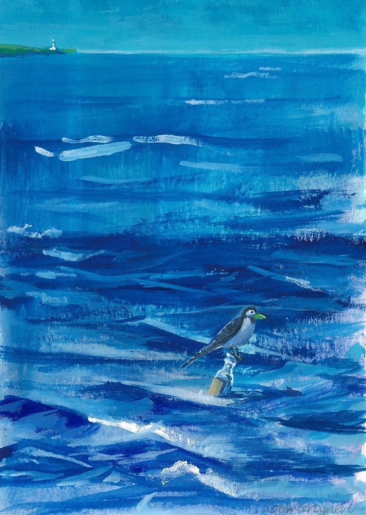 水彩画（原画のみで額はつきません）「ひと休み」