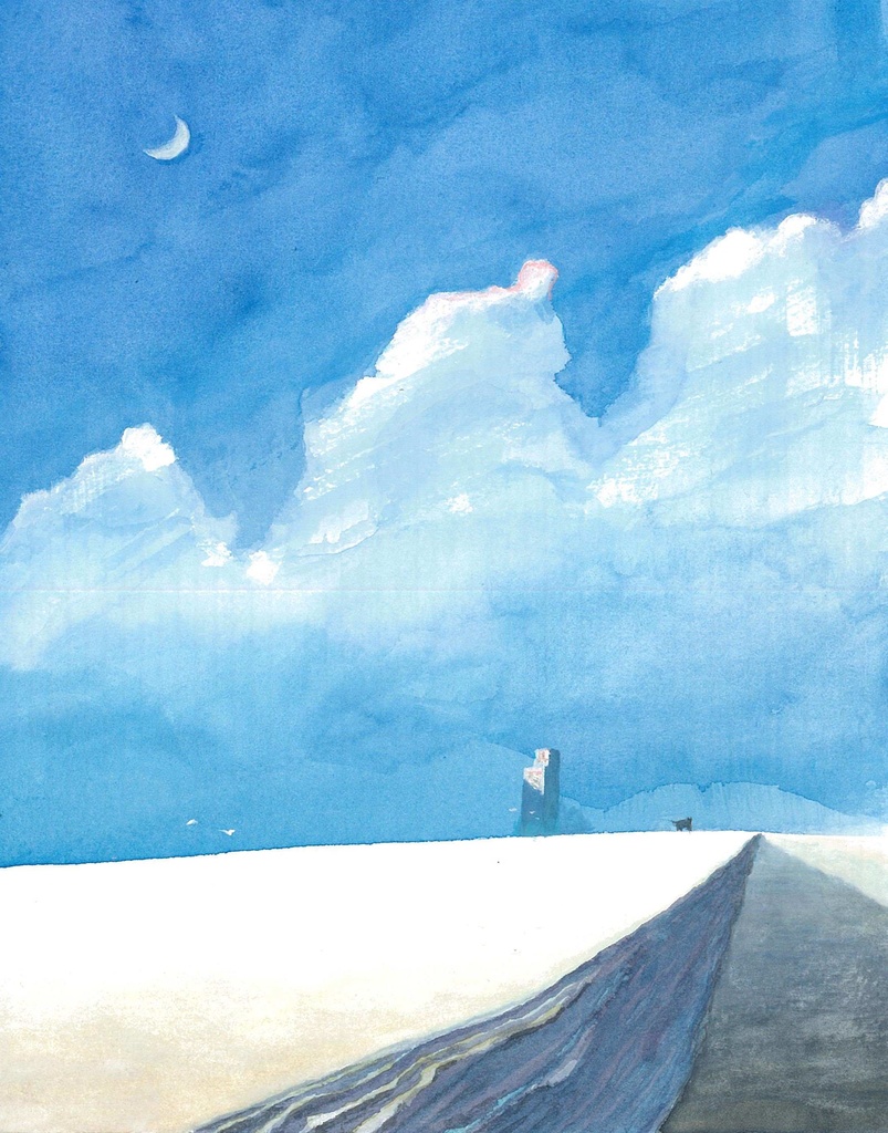水彩画（原画のみで額はつきません）「砂丘を行く」