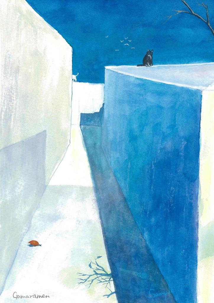 水彩画（原画のみで額はつきません）「白い迷路」