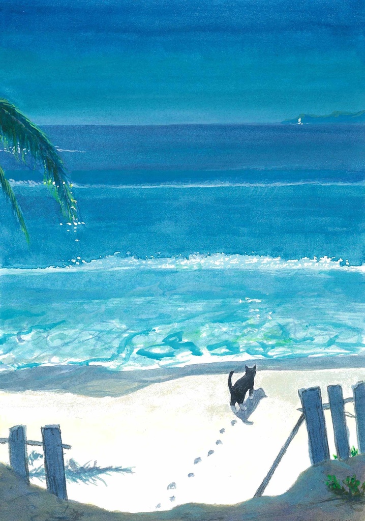 【★超目玉】 水彩画（原画のみで額はつきません）「南国」 gomaramen888 - 絵画