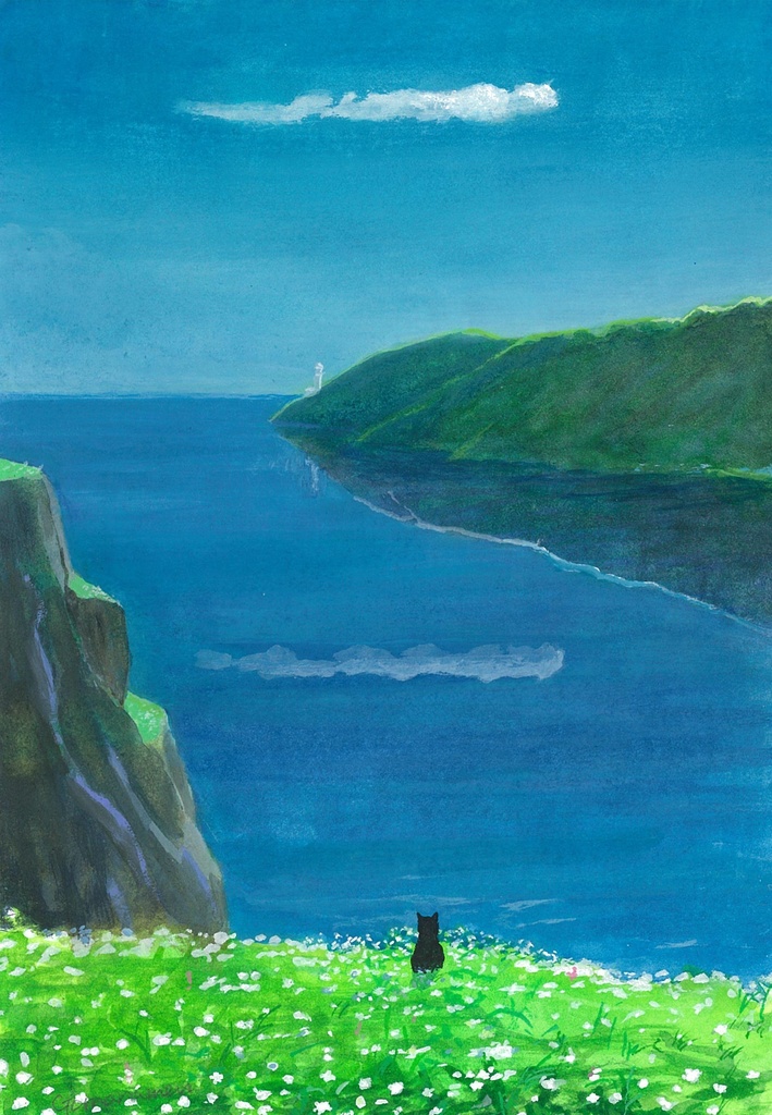 水彩画（原画のみで額はつきません）「入江」