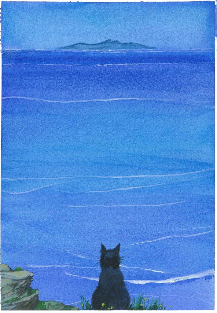 水彩画（原画のみで額はつきません）「海峡の春」