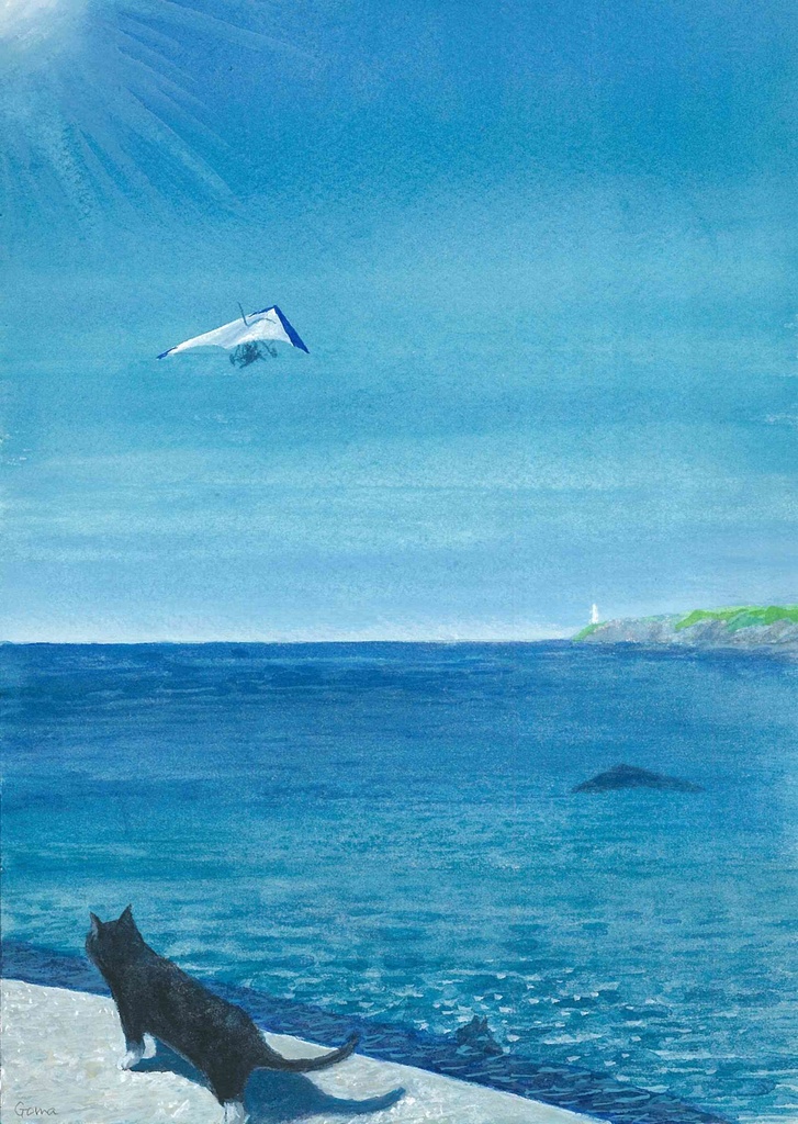 水彩画（原画のみで額はつきません）「涼を求めて」