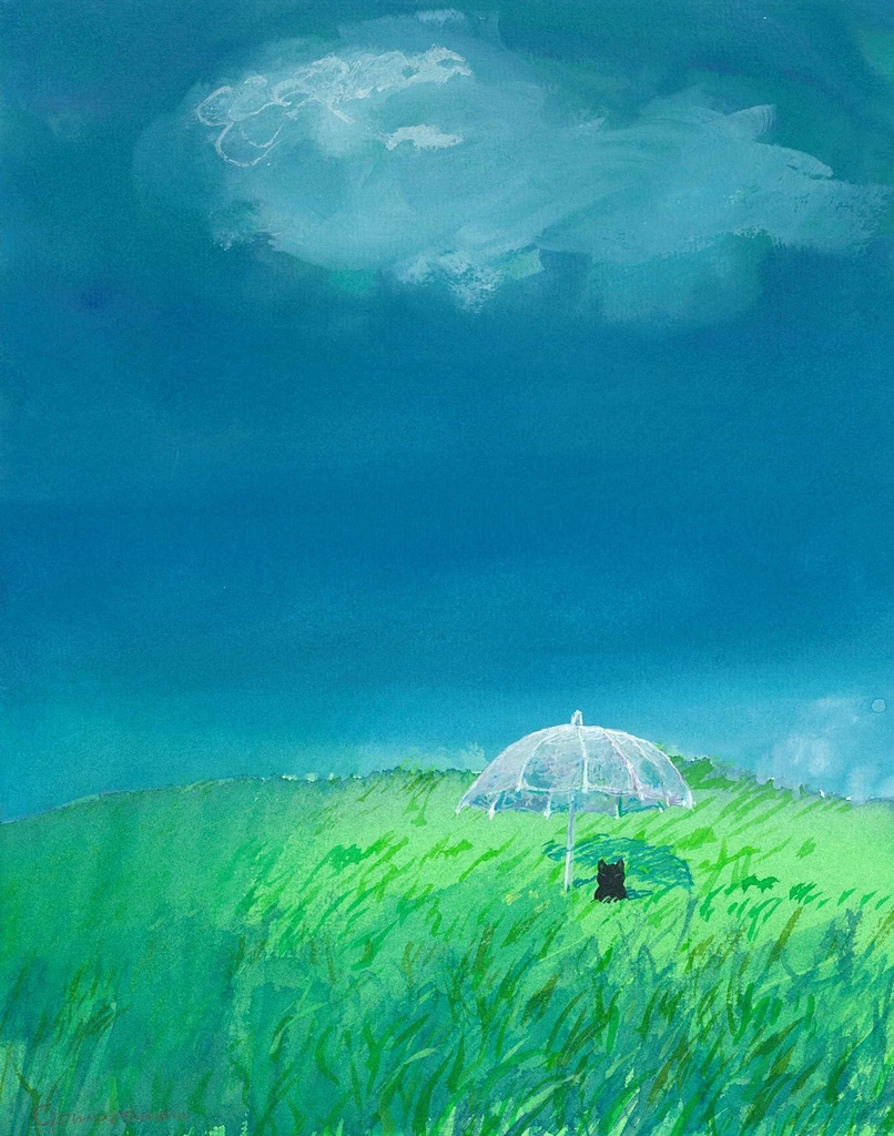 水彩画（原画）（額装済み）「天気雨」