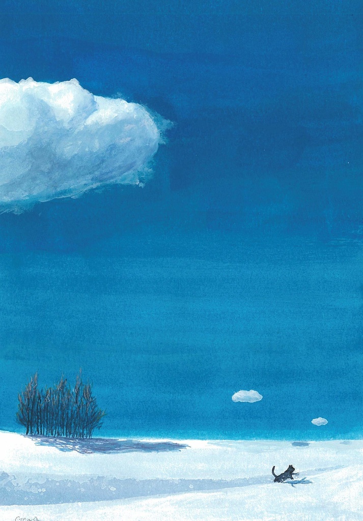 水彩画（原画のみで額はつきません）「大雪」