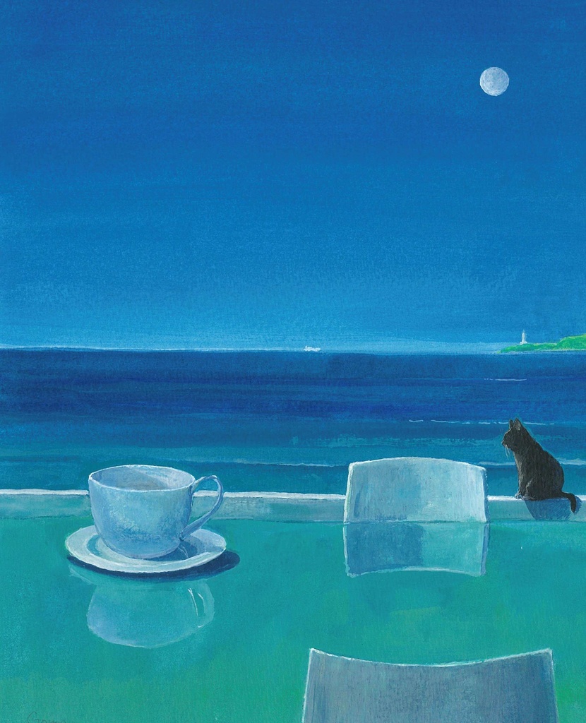 水彩画（原画のみで額はつきません）「海辺のテーブル」