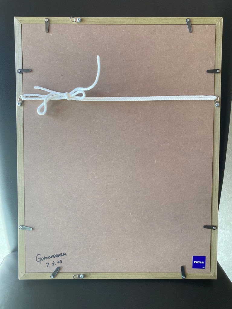 水彩画(原画)(額装済み)「堤防の上で」