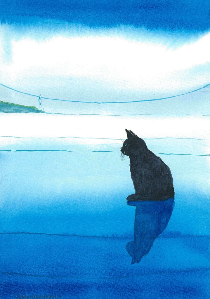 水彩画（原画）（額装済み）「沈黙」