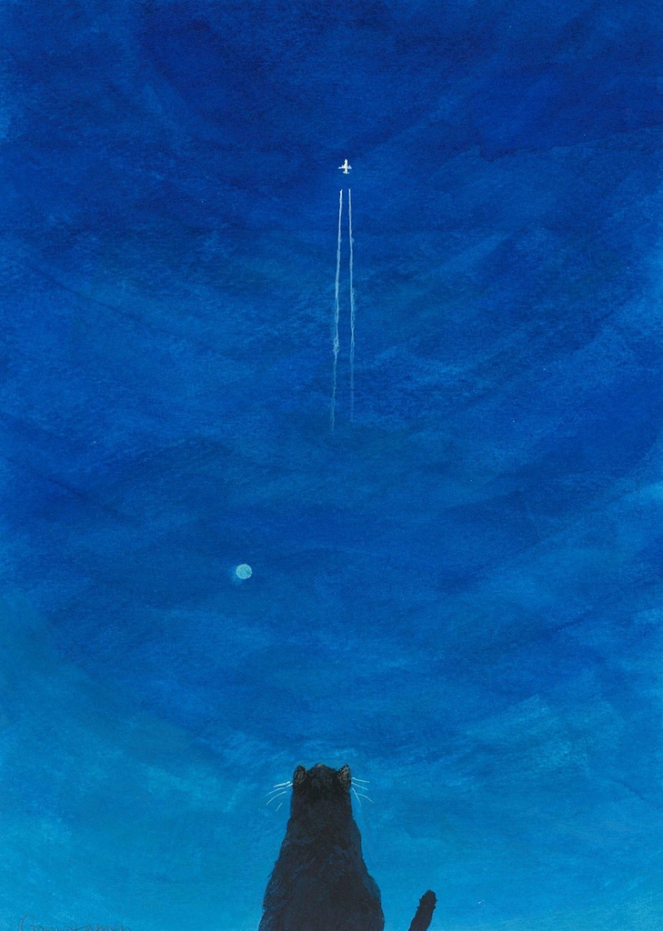 水彩画（額装済み）「青空」