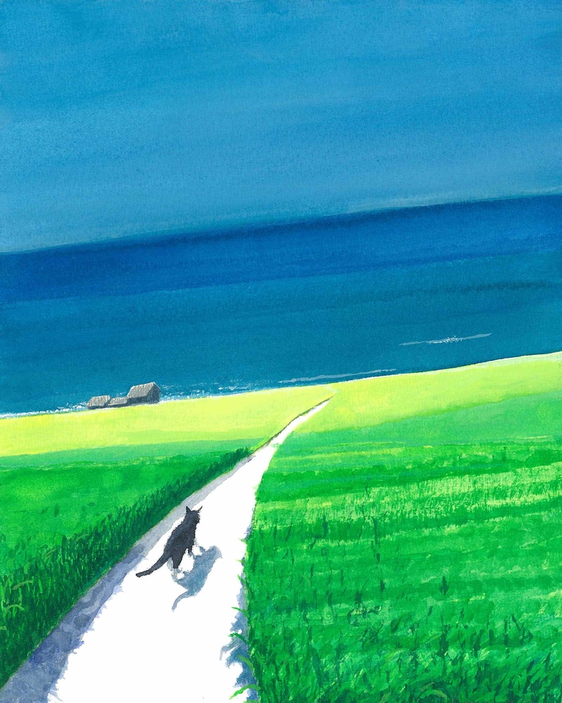 水彩画（原画）（額装済み）「海風」