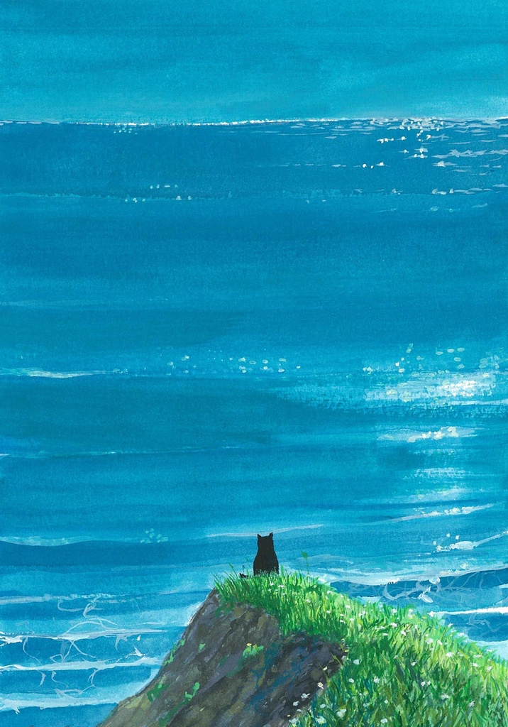 水彩画（原画）（額装済み）「黙とう」