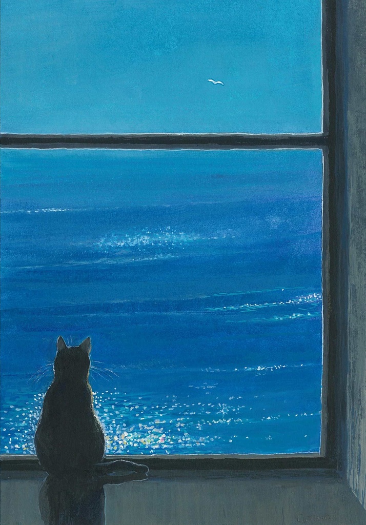 水彩画（原画）(額装済み）「窓」