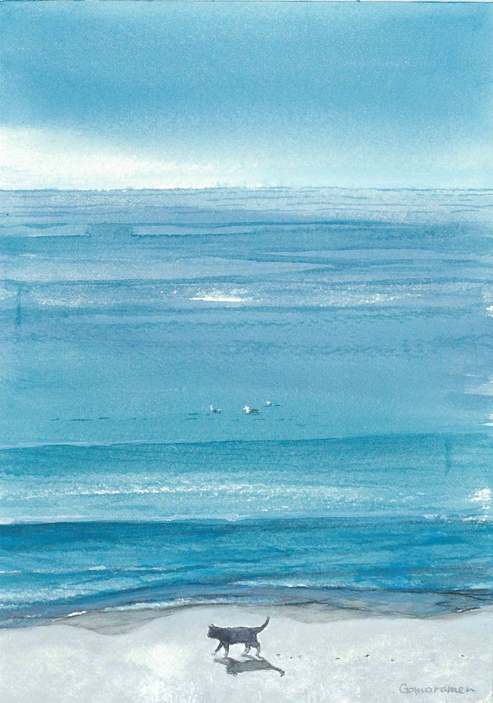 水彩画（原画）(額装済み）「海鳥」