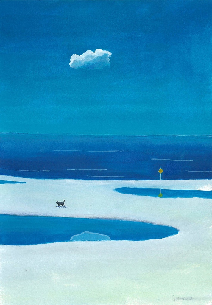 水彩画（原画）（額装済み）「どこまでも」