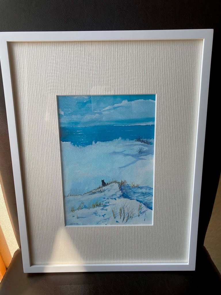 水彩画(原画)(額装済み)「冬の音」