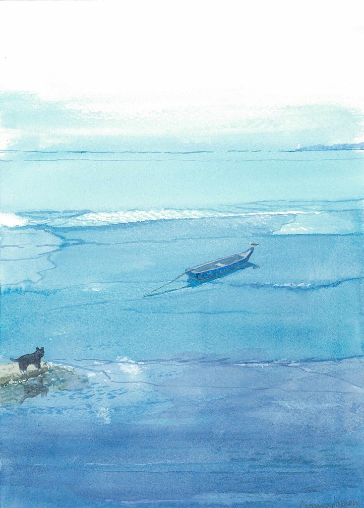 水彩画（原画）（額装済み）「旅情」