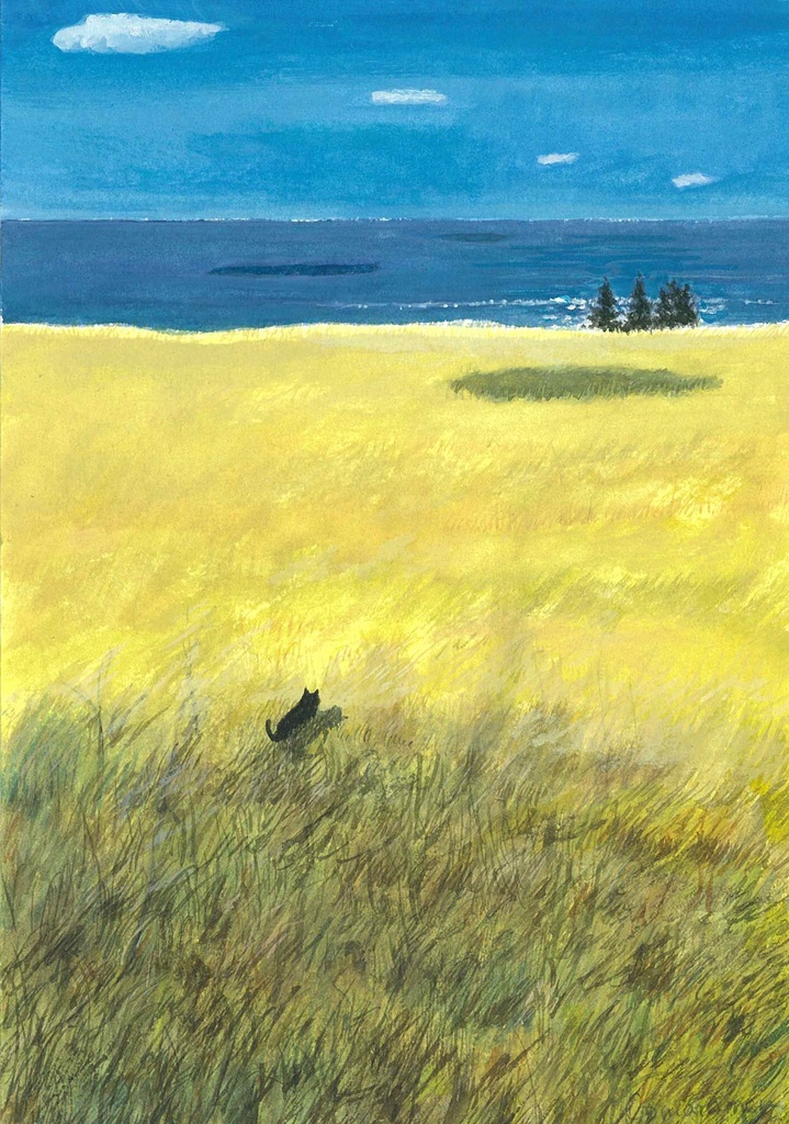 水彩画（原画）（額装済み）「秋の風」