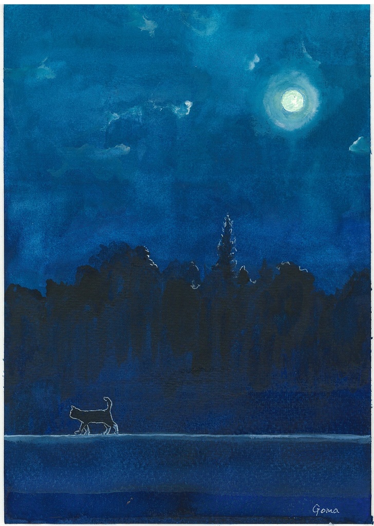 水彩画（原画）（額装済み）「静かな夜」
