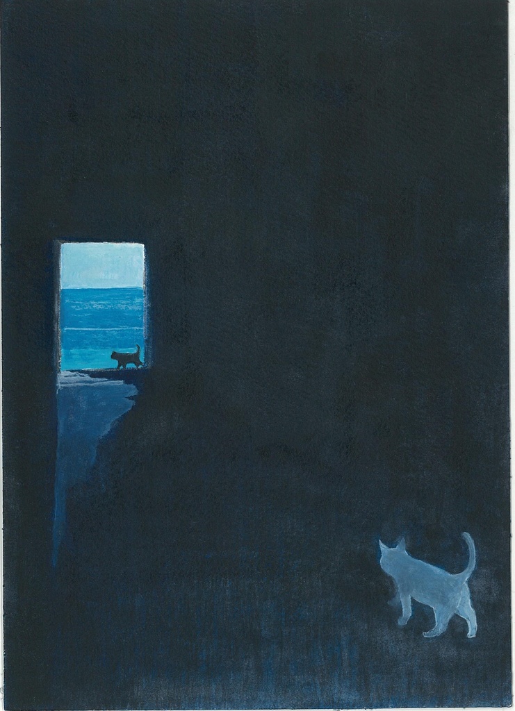 水彩画（原画）（額装済み）「思い出を探して」