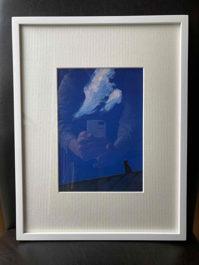 水彩画(原画)(額装済み)「一番星」