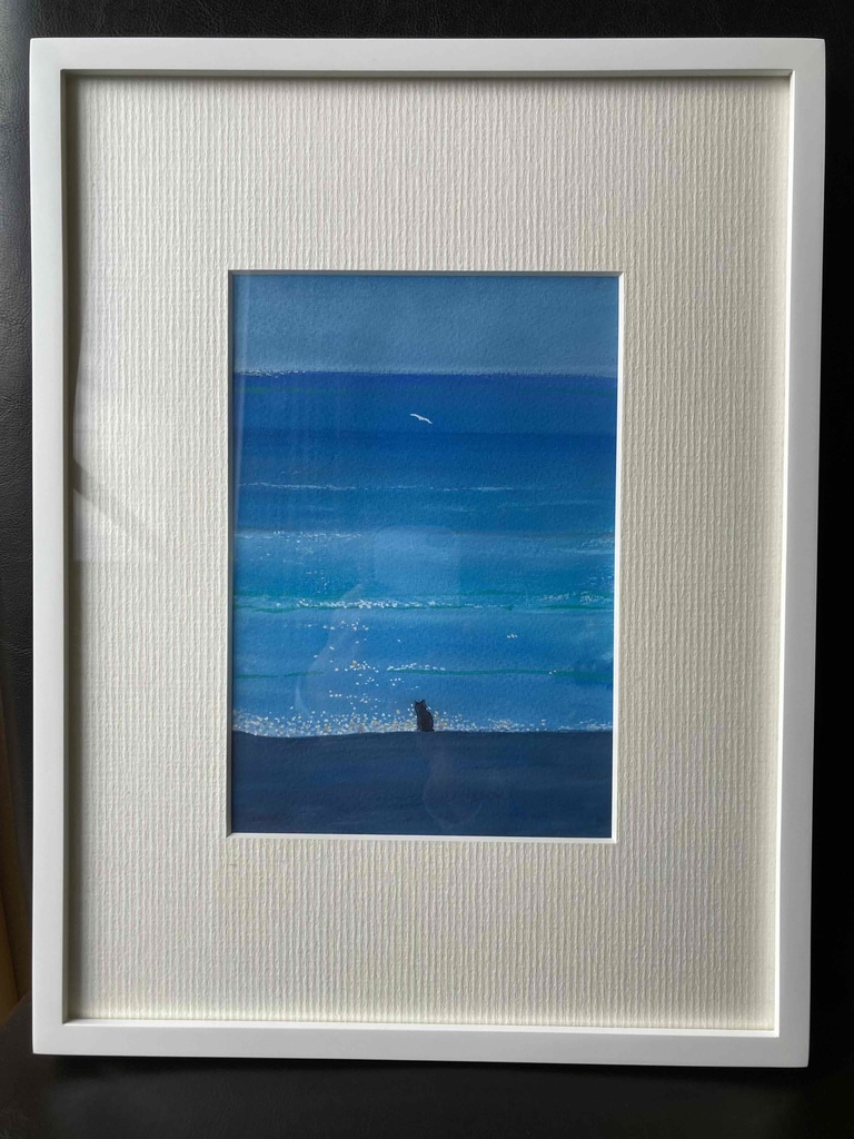 水彩画(原画)(額装済み)「午後の海」