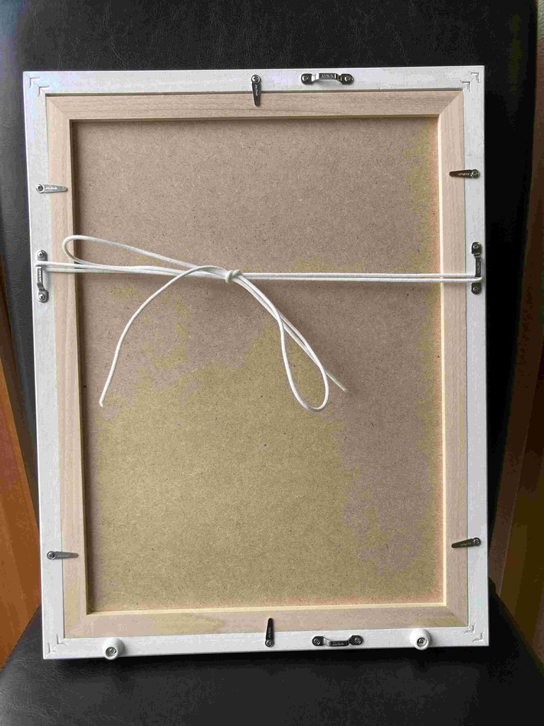 水彩画(原画)(額装済み)「月猫」