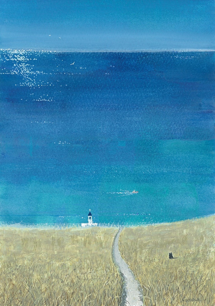 水彩画（原画）(額装済み）「秋の日」