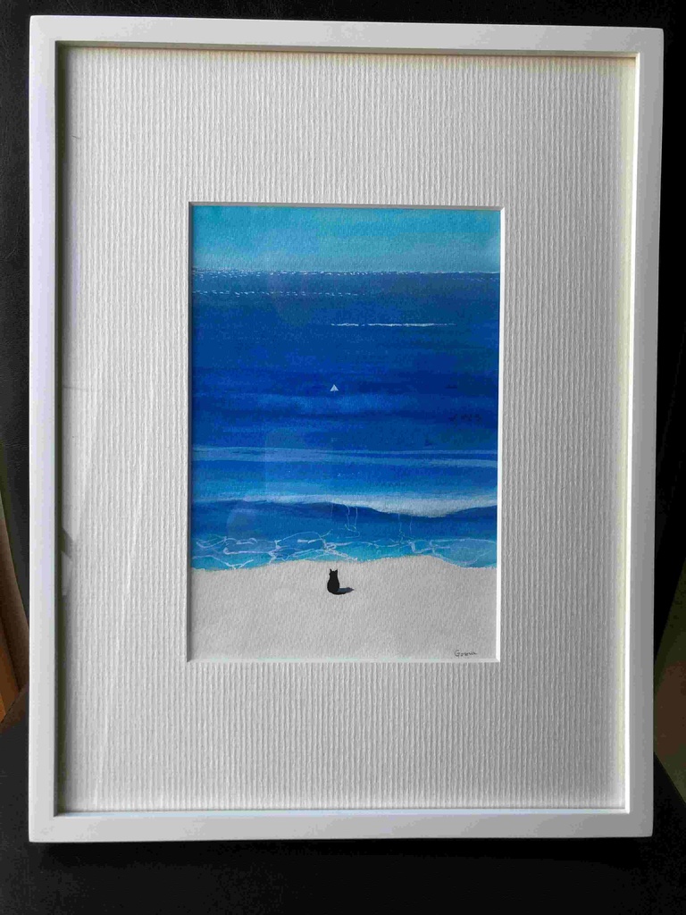 水彩画(原画)(額装済み)「紙ヒコーキ」