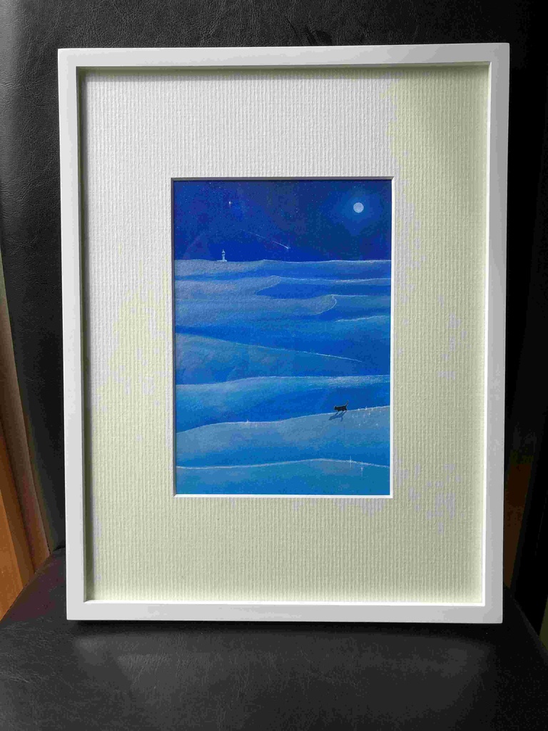 水彩画(原画)(額装済み)「灯台へ向かう」
