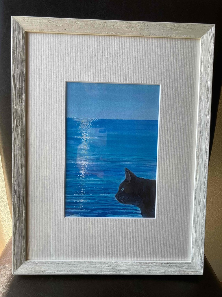 水彩画(原画)(額装済み)「水面」