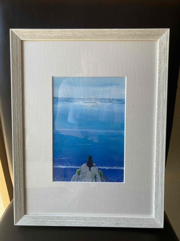 水彩画(原画)(額装済み)「断崖」