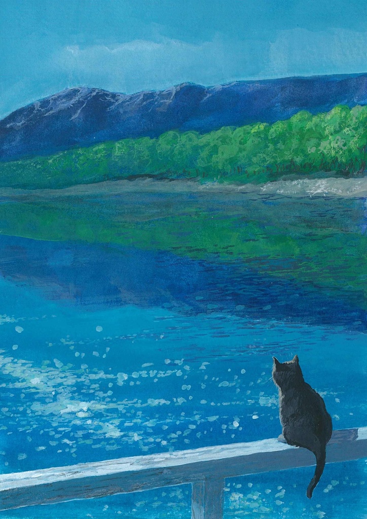 水彩画（原画）（額装済み）「川面」