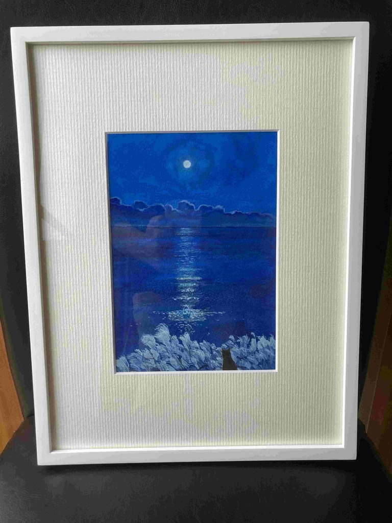 水彩画(原画)(額装済み)「銀の波」