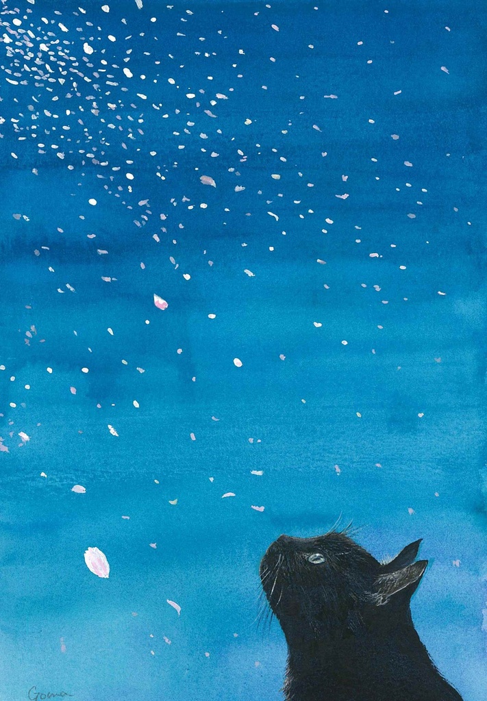 水彩画(原画)(額装済み)「花吹雪」