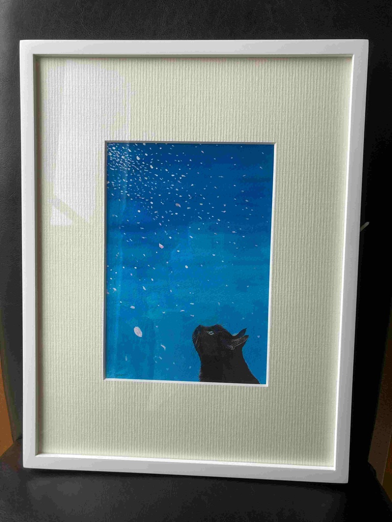 水彩画(原画)(額装済み)「花吹雪」