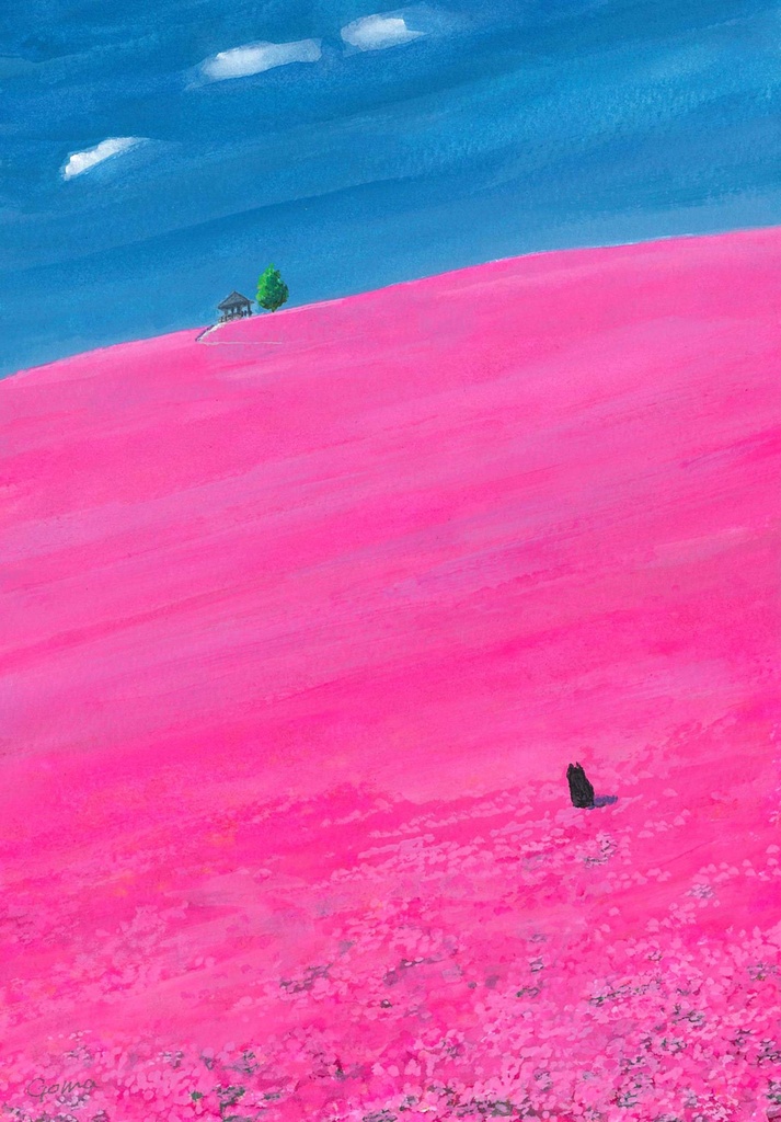 水彩画（原画）（額装済み）「芝桜」