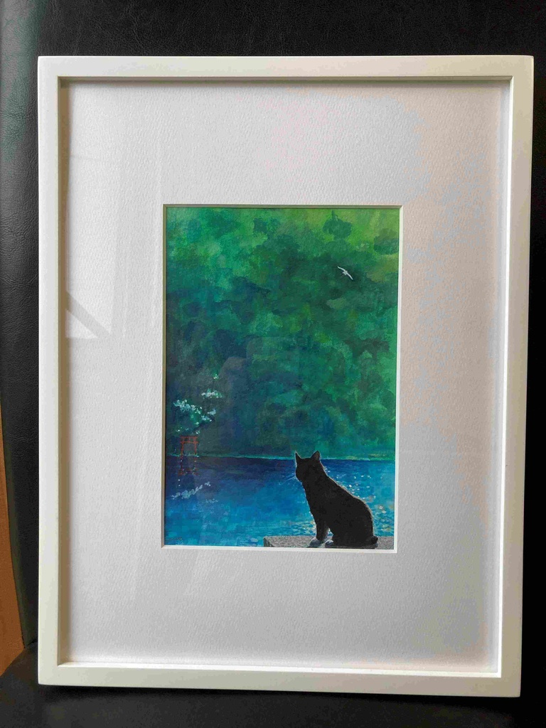 水彩画(原画)(額装済み)「白鷺」