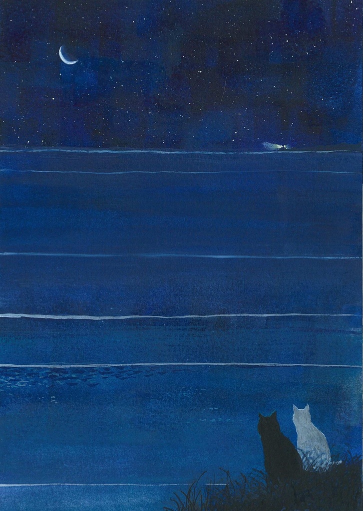 水彩画（原画）（額装済み）「ずっと一緒に」