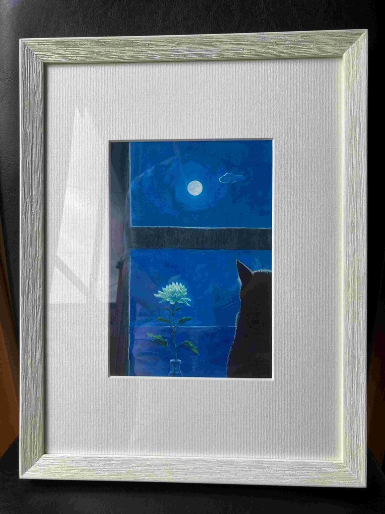 水彩画(原画)(額装済み)「菊」
