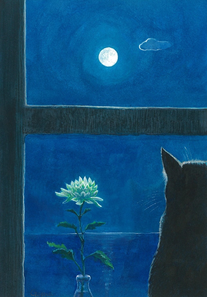 水彩画(原画)(額装済み)「菊」