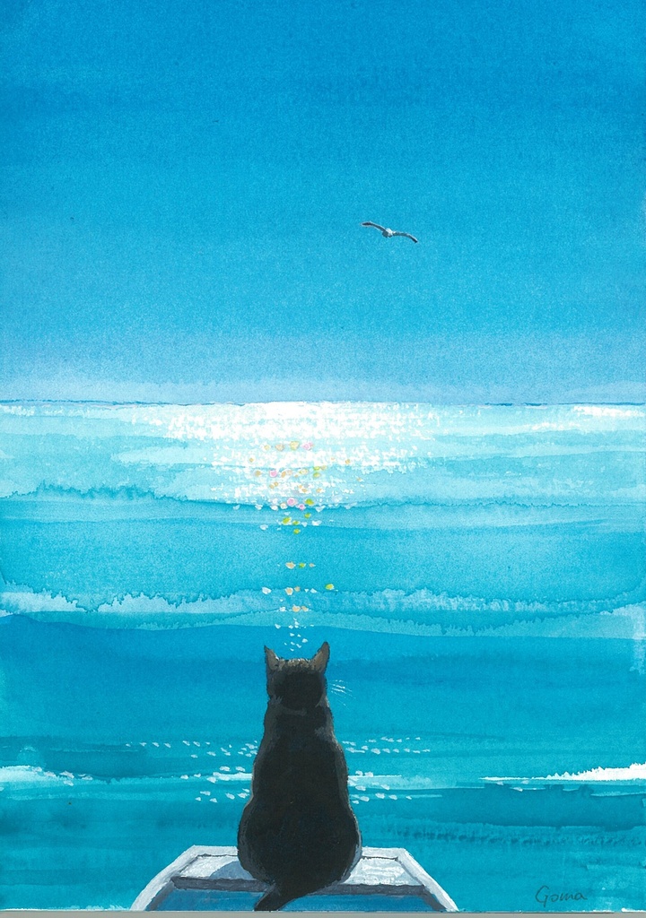 水彩画（原画）（額装済み）「リゾート気分Ⅲ」