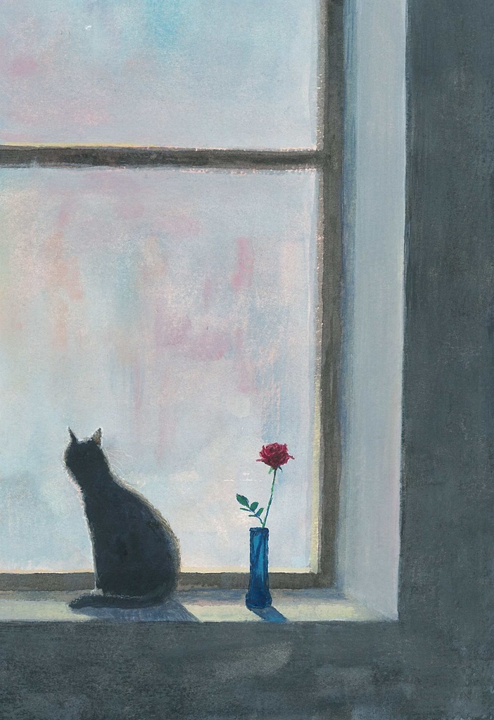 水彩画(原画)(額装済み)「薔薇」