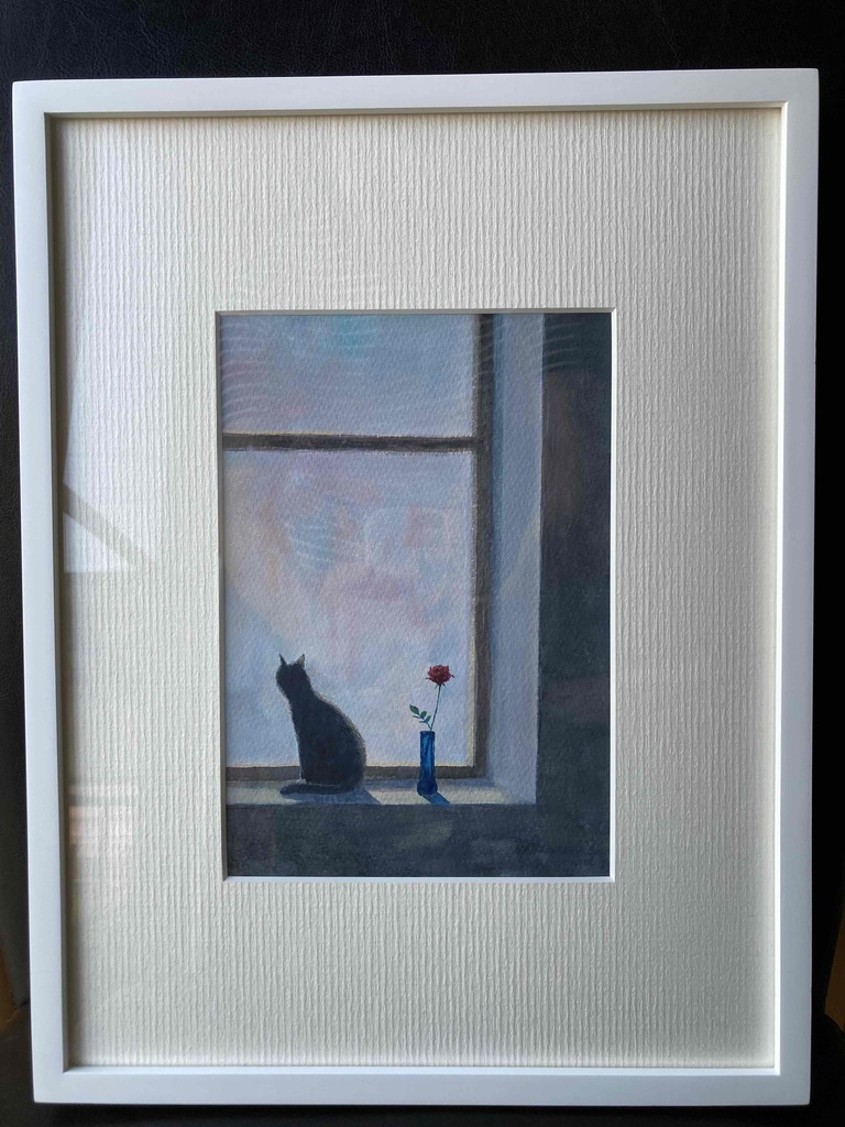 水彩画(原画)(額装済み)「薔薇」