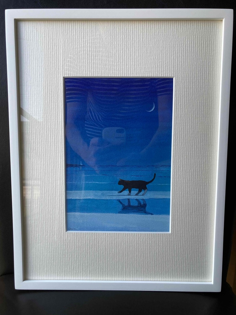 水彩画(原画)(額装済み)「青い朝」