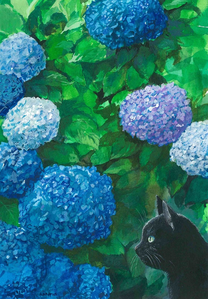 水彩画（原画）（額装済み）「紫陽花」