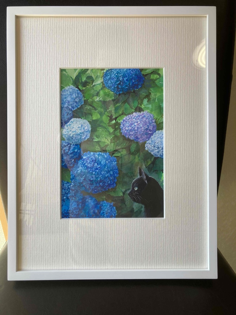 水彩画(原画)(額装済み)「紫陽花」