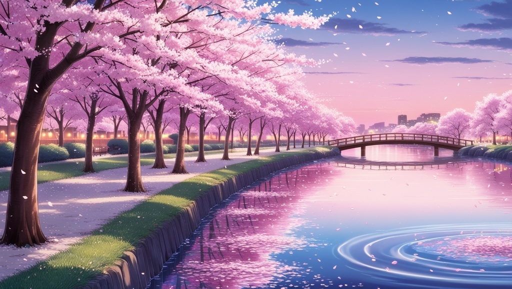 春の幻想背景セット – 柔らかな光と桜の世界